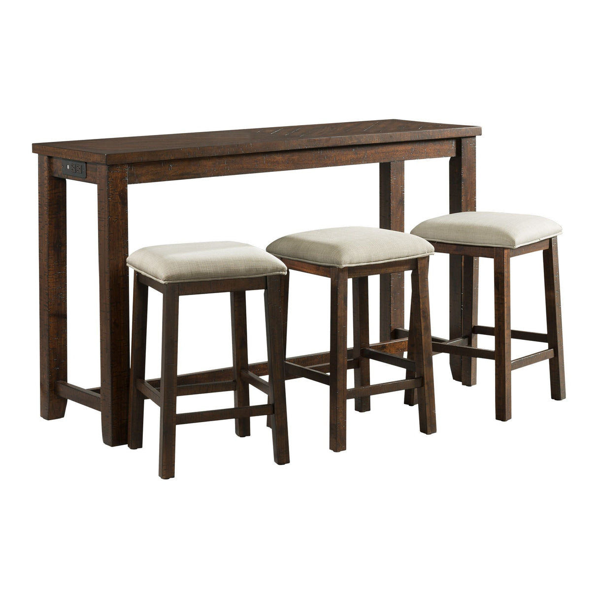 Jax - Mesa de Bar Pack Individual (Mesa y Tres Taburetes) - Nogal Oscuro