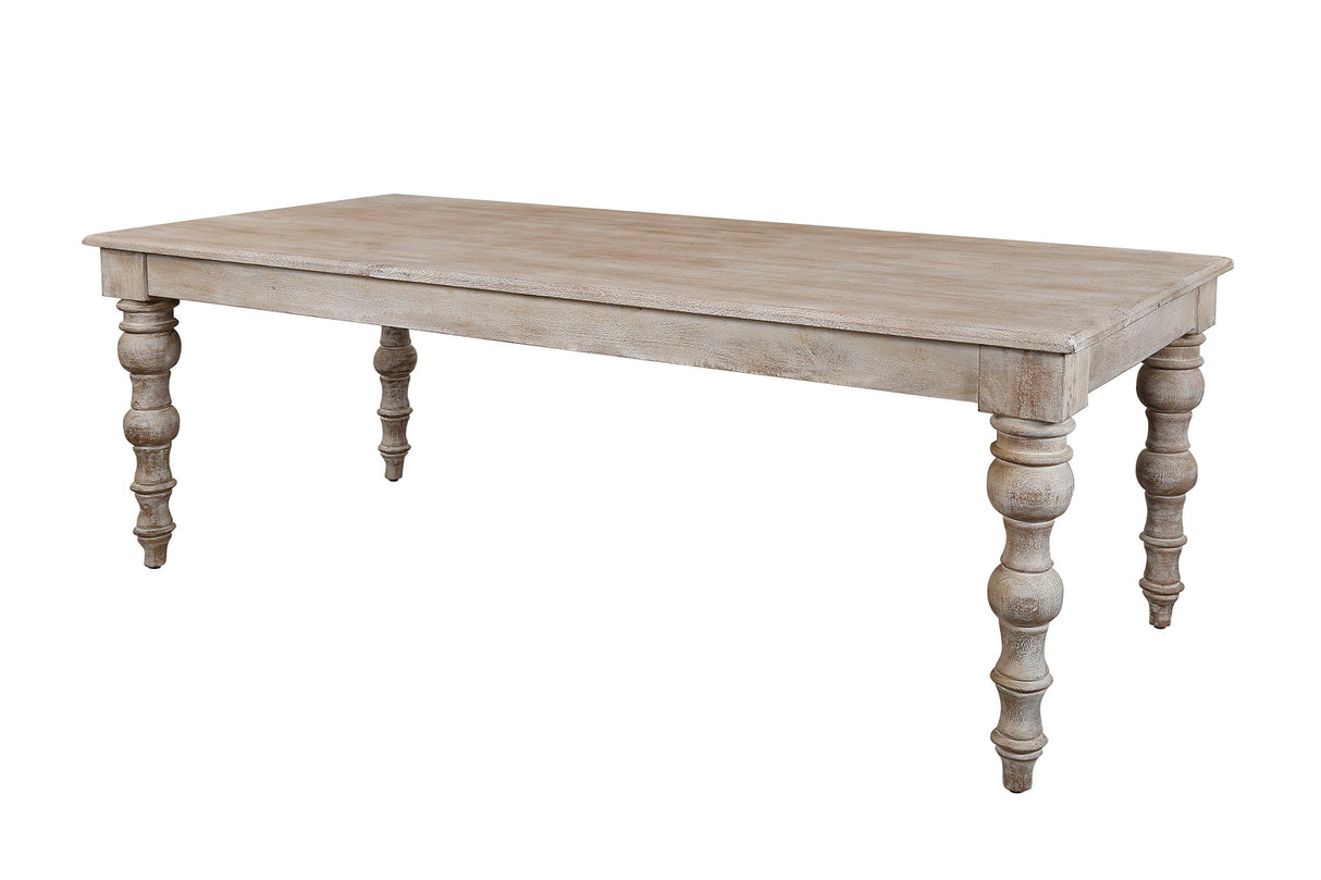 Crossings - Rectangular Dining Table With 4 Upholstered Chairs - Whitewash & Pearl Silver