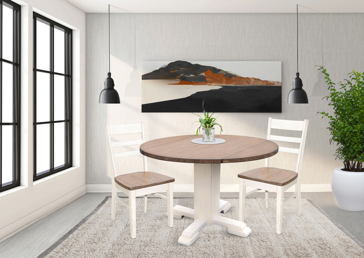 Drop Leaf Round Table - Buckskin / Marble White