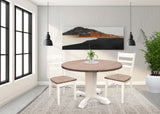 Drop Leaf Round Table - Buckskin / Marble White