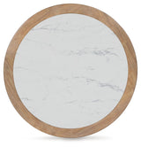 Camdill - Round Cocktail Table - Light Brown / White