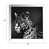 Nevina - Arte de pared - Leopardo de cristal de imitación y espejo