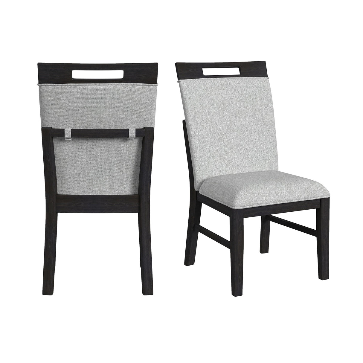 Transcend - Silla de comedor con tela (juego de 2) - Carbón y gris claro