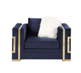 Virrux - Silla - Terciopelo azul y acabado dorado