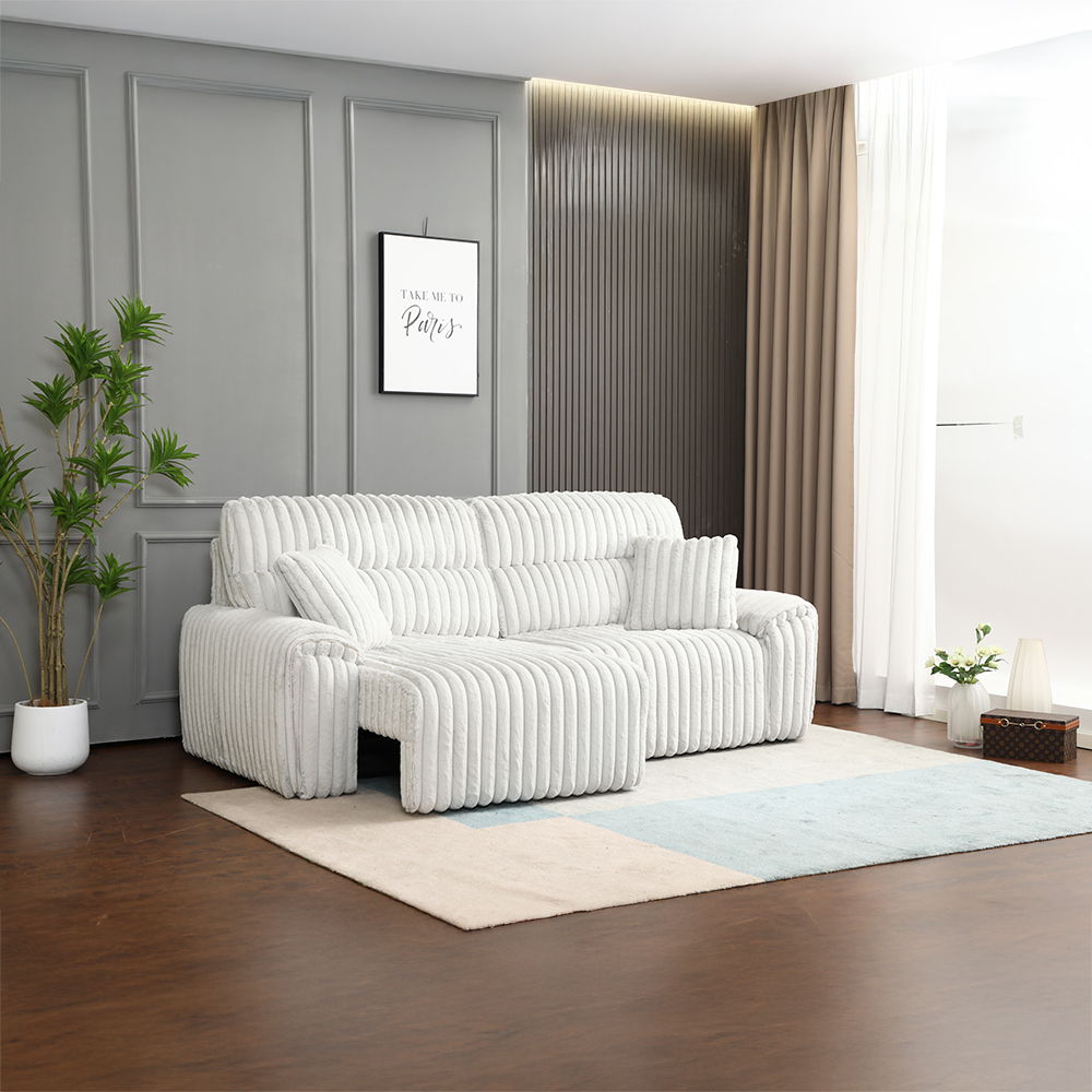 Jaya - Sofá Reclinable Eléctrico con Sofá Cama y Puerto USB - Pana Gris Mondo