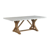 Lakeview - Mesa de comedor rectangular de altura estándar de mármol - Blanca