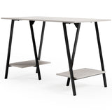 Bayflynn - Home Office Desk - 2 Fixed Shelves - White / Black