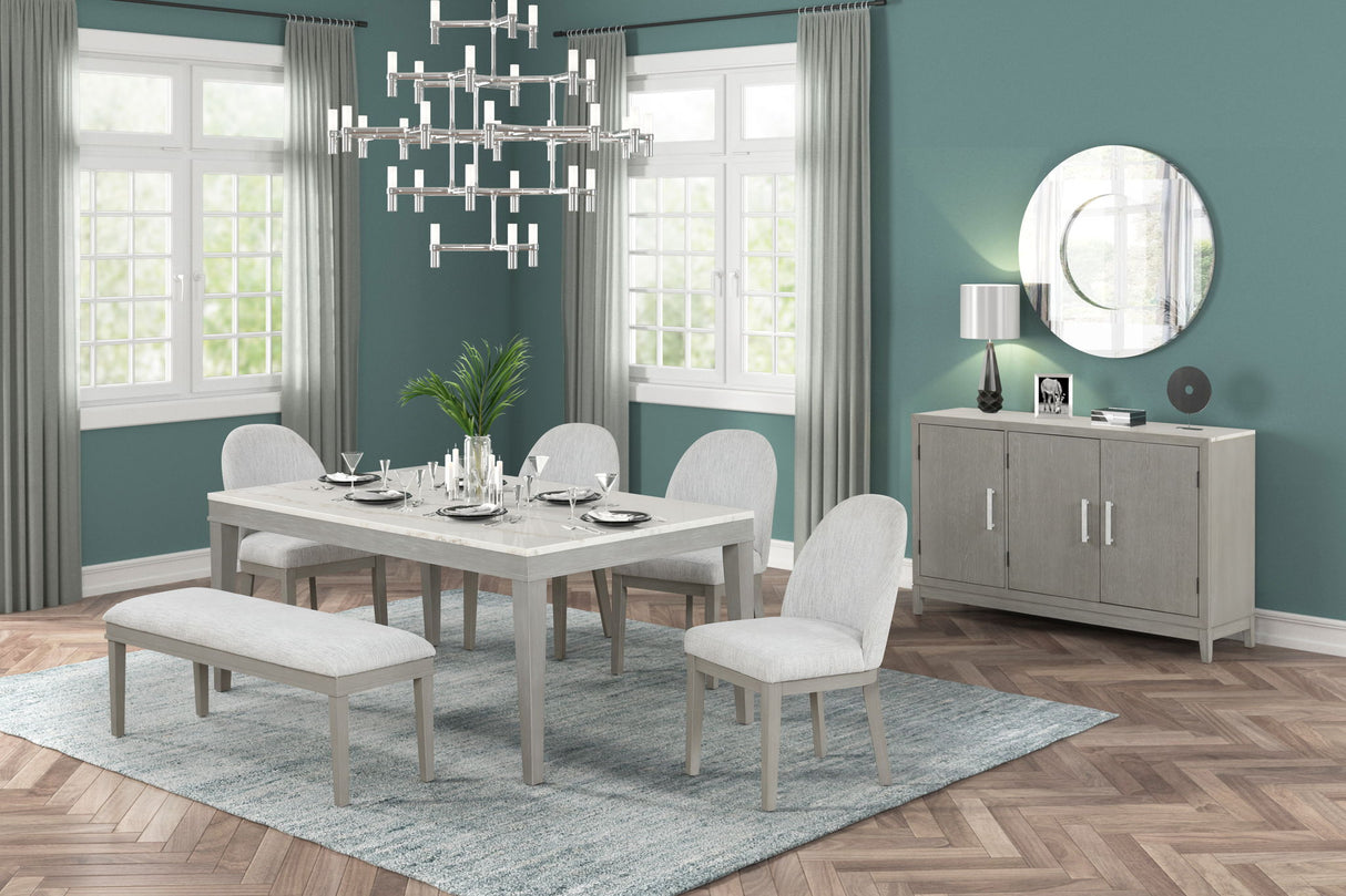 Mesa de comedor redonda con tablero de mármol Essence de 54"