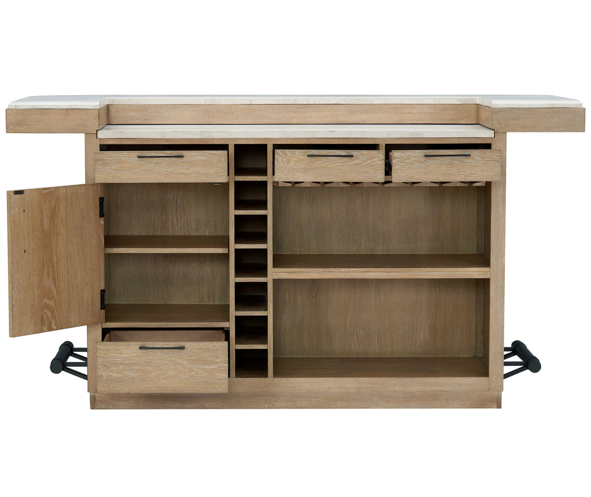 Escape - Dining Bar With Stone Top - Glazed Natural Oak / Vanilla Bean
