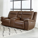 Jameson - Power Reclining Zero Gravity Console Loveseat - Hickory
