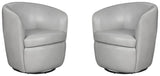 Barolo - 100% Italian Leather Swivel Club Chair (Set of 2)