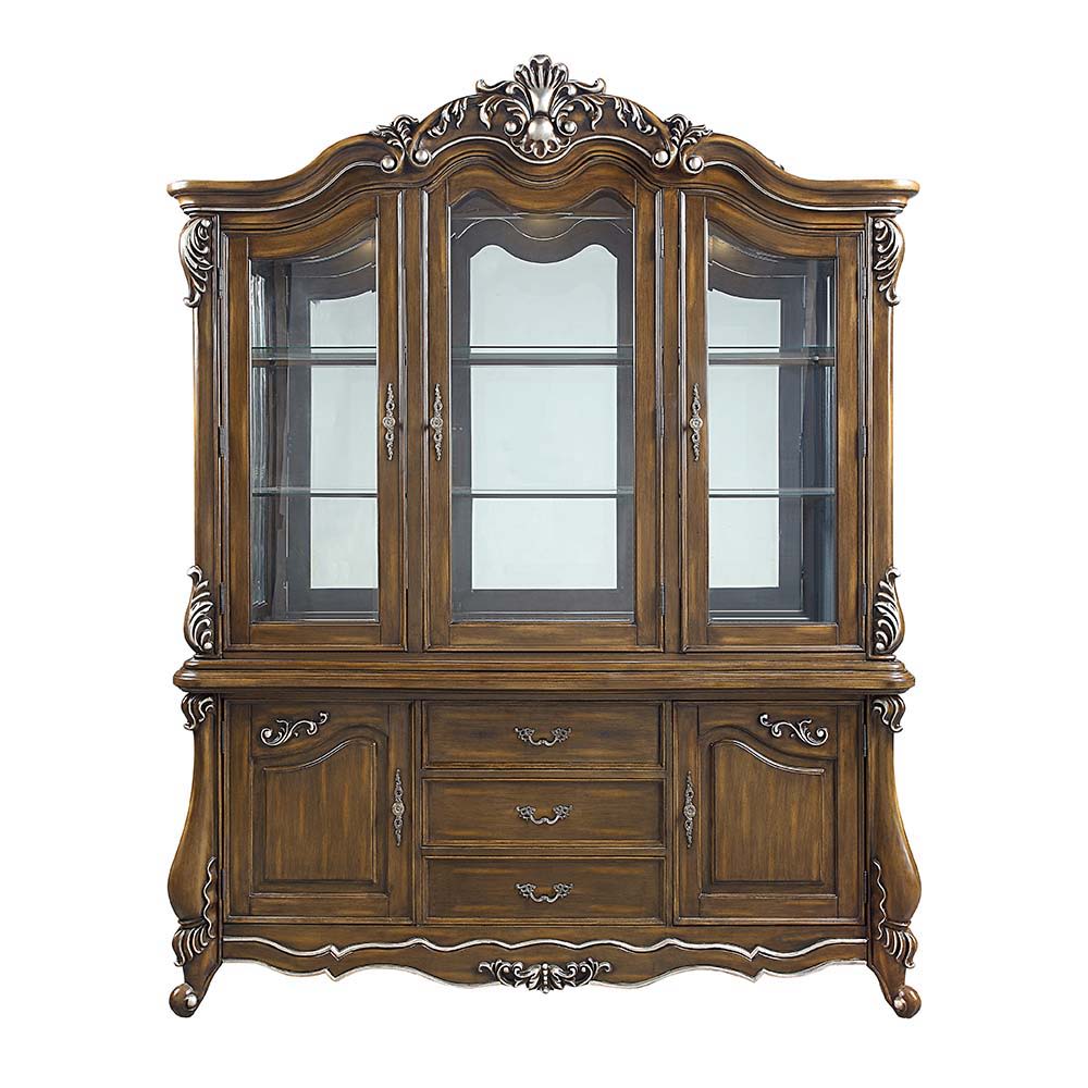 Latisha - Mueble de Cocina con Vitrina - Acabado Roble Antiguo