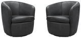Barolo - 100% Italian Leather Swivel Club Chair (Set of 2)