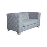 Saree - Loveseat - Light Teal Chenille & White