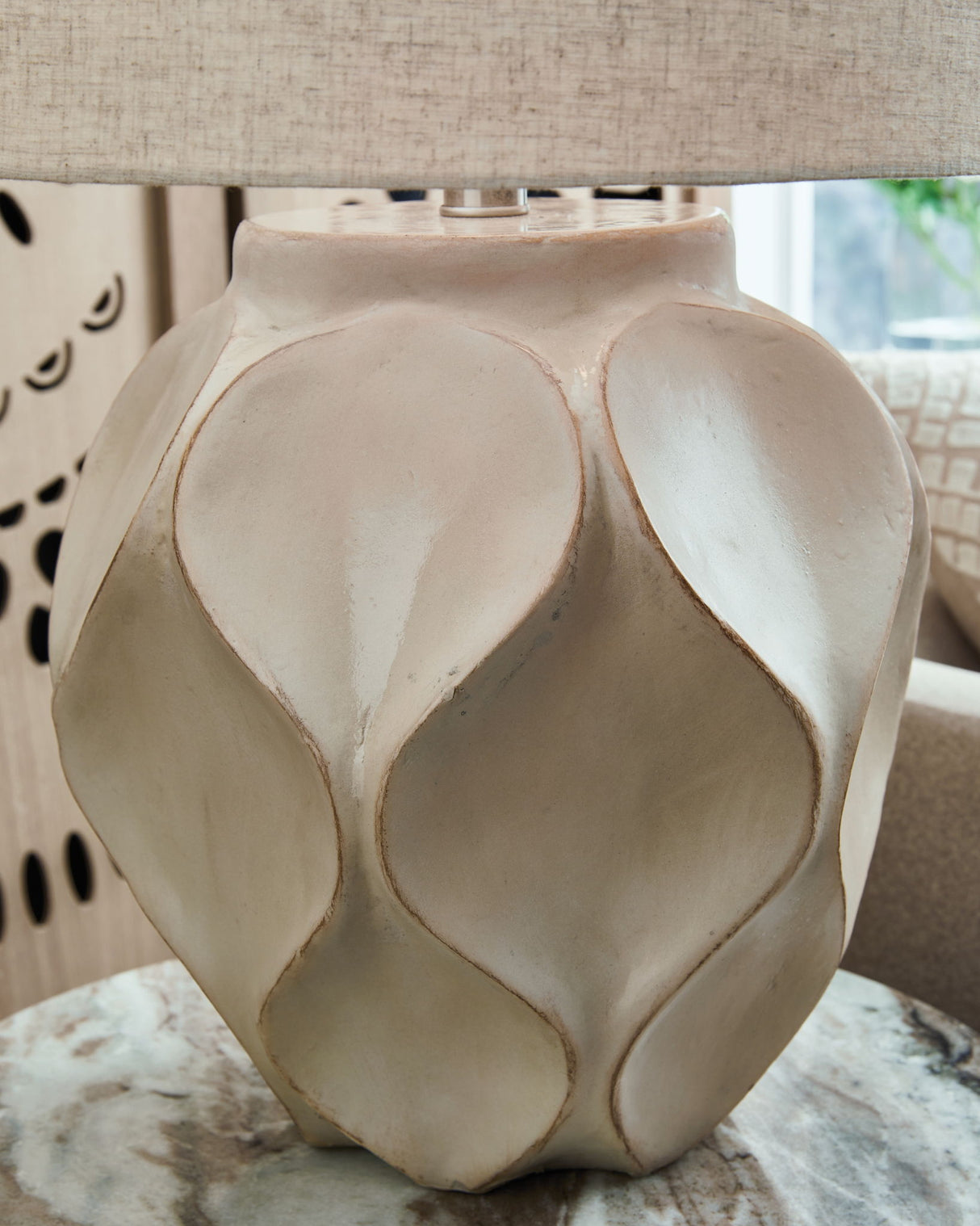Edselham - Distressed Cream - Paper Table Lamp