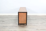 Industrial TV Stand With Open Shelving And Metal Accents - Antique Brown