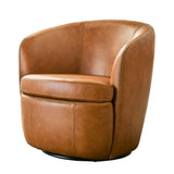 Barolo - 100% Italian Leather Swivel Club Chair (Set of 2)