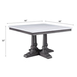 Yabeina - Mesa de Comedor - Cubierta de Mármol y Acabado Roble Gris - 30"