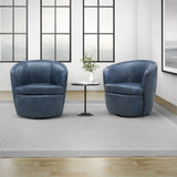 Barolo - Sillón giratorio de club de cuero 100% italiano (Juego de 2)