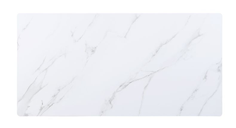 Caspian - Mesa de Comedor - Mármol Sintético Impreso Blanco y Acabado Negro