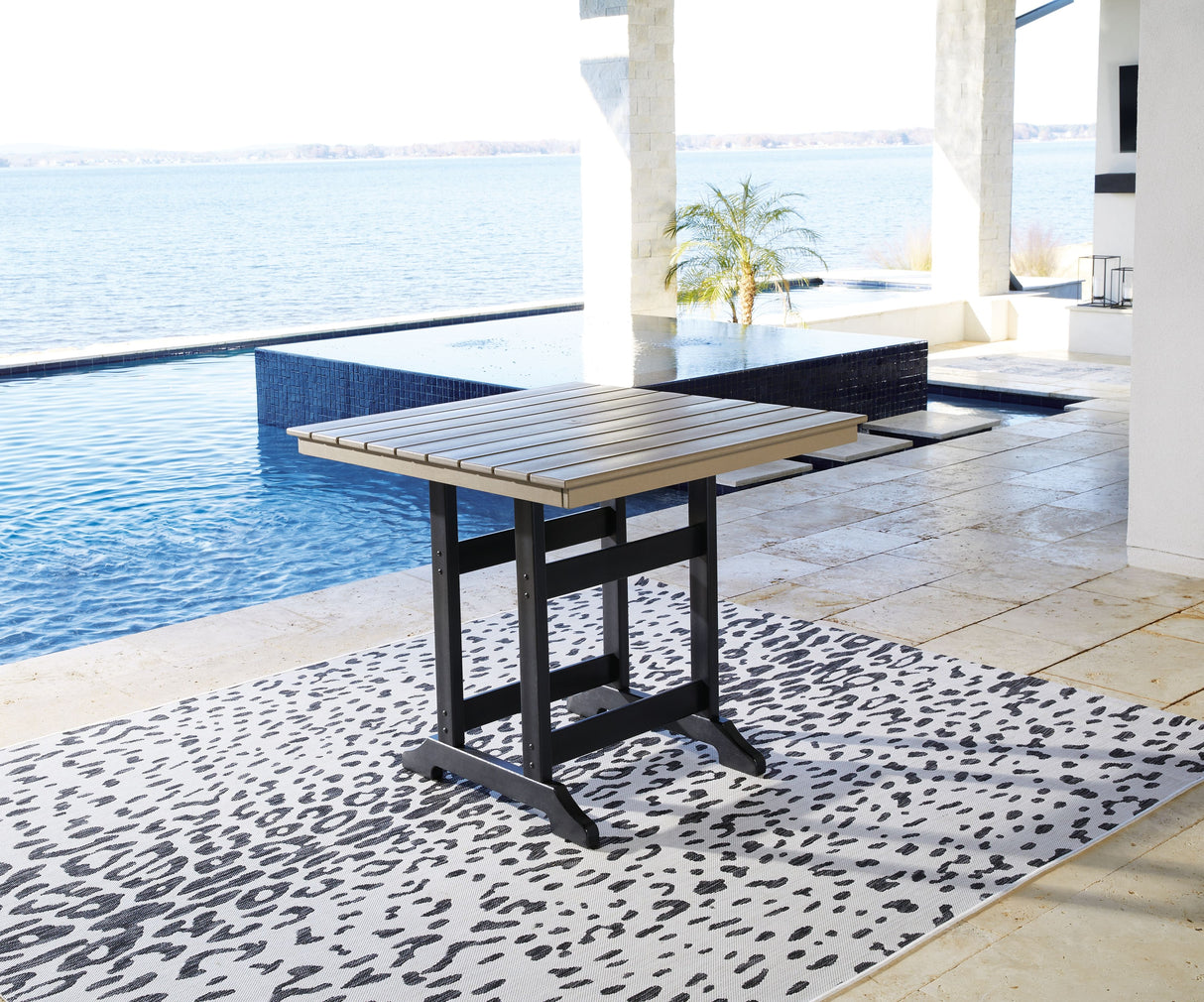 Fairen Trail - 5 Pc. - Counter Dining Set - Black / Driftwood