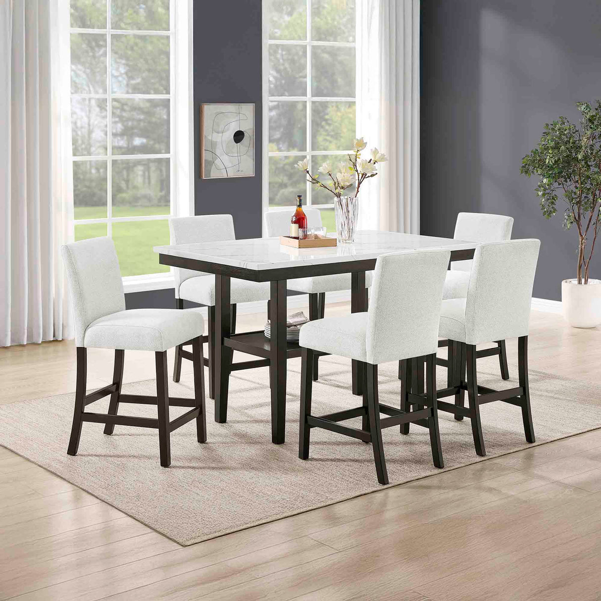 Carissa - Juego de comedor de barra rectangular