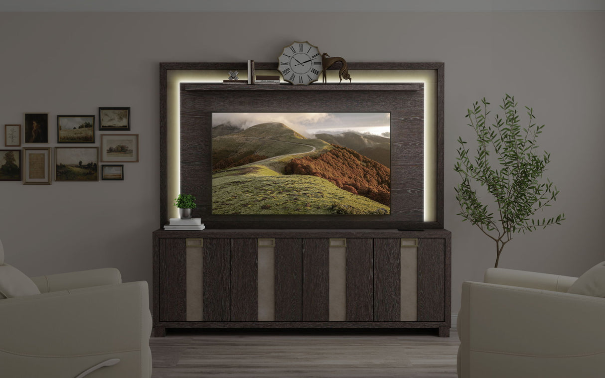 Ascent - 90" TV Console With Hutch And Back Panel - Dark Chocolate alternate view 4