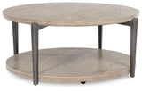 Dyonton - Round Cocktail Table - Light Grayish Brown