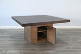 Modern - Square Dining Table With Built-in Storage - Tobacco Leaf / Buckskin
