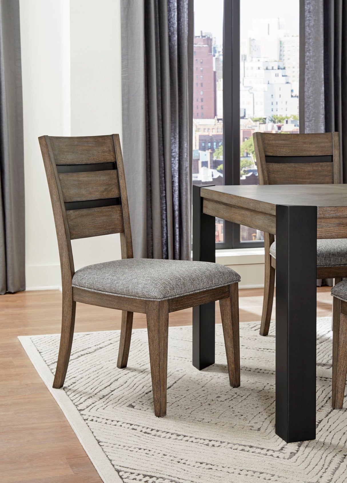 Cedar Fork - Mesa de comedor con 6 sillas de respaldo de escalera - Arabica ahumada