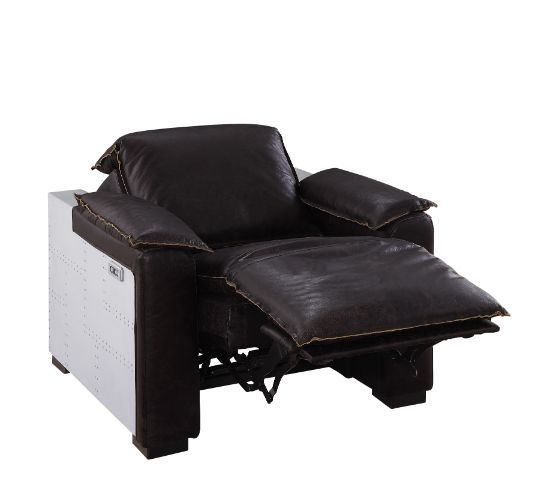 Nernoss - Sillón reclinable - Cuero marrón oscuro y aluminio