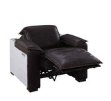 Nernoss - Sillón reclinable - Cuero marrón oscuro y aluminio