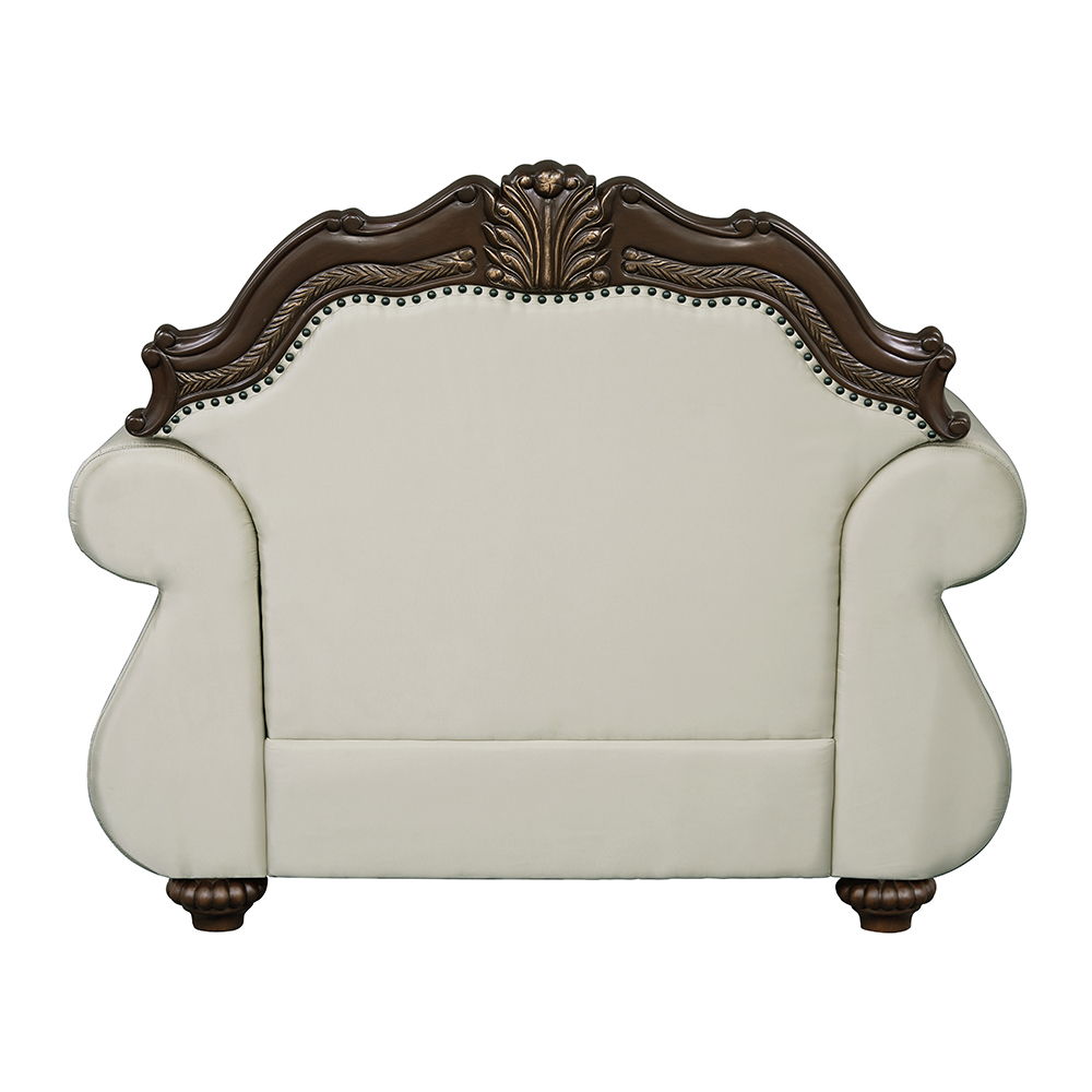 Pierce - Silla con cojín - Tela beige y acabado cerezo