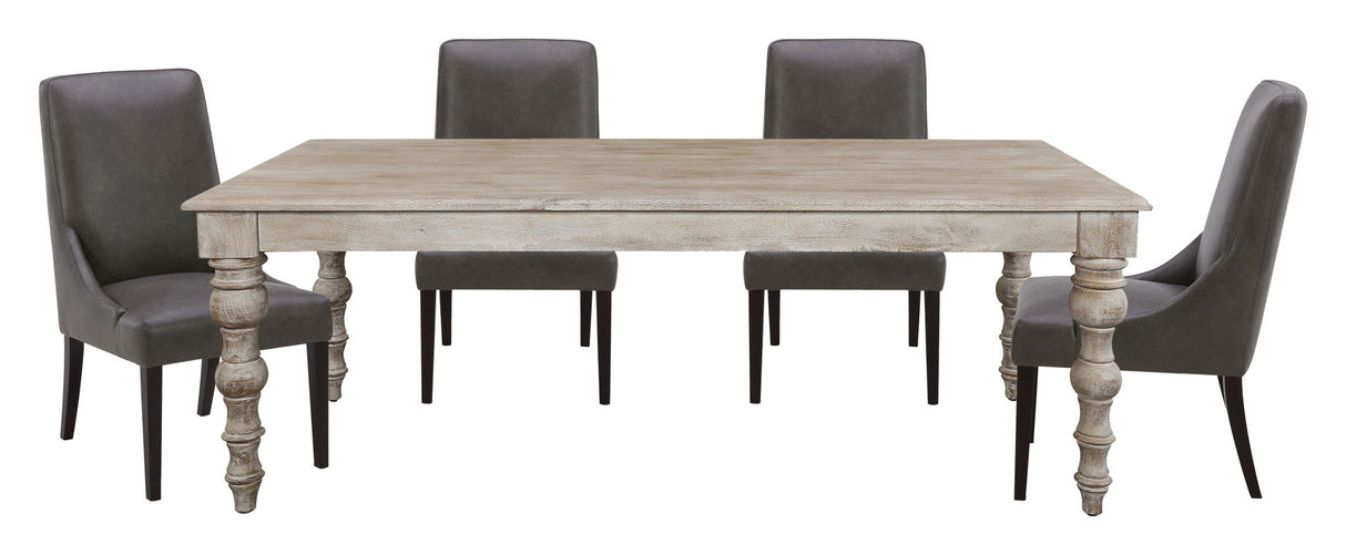 Crossings - Rectangular Dining Table With 4 Upholstered Chairs - Whitewash & Black
