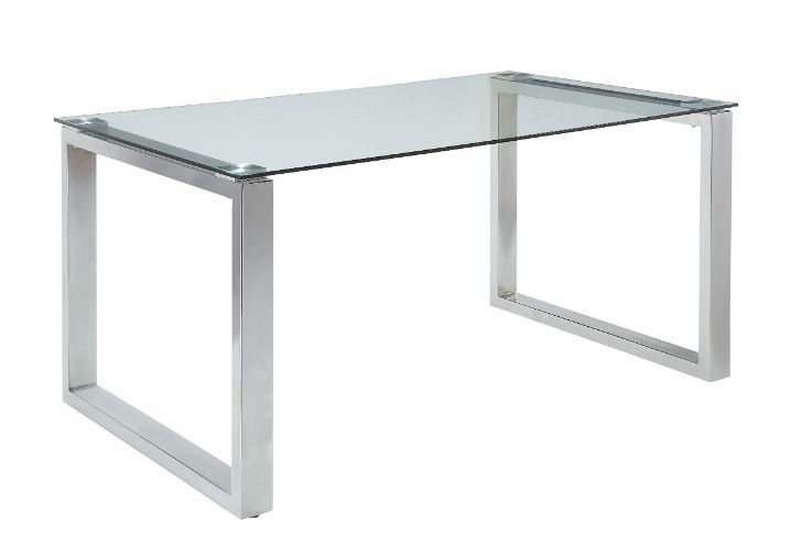 Abraham - Mesa de comedor - Cristal transparente y acabado cromado