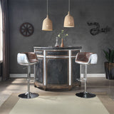 Rahma - Bar Table - Antique Ebony Top Grain Leather & Aluminum