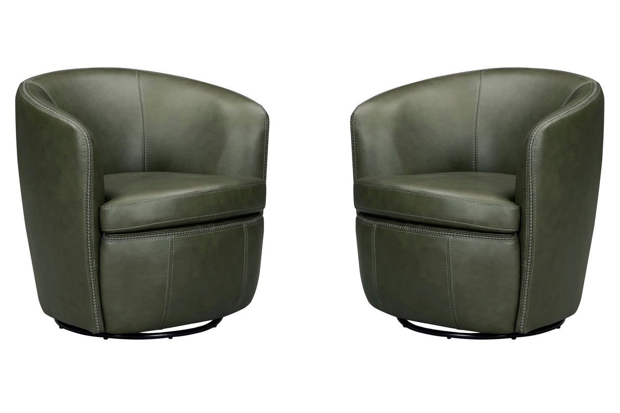 Barolo - 100% Italian Leather Swivel Club Chair (Set of 2)