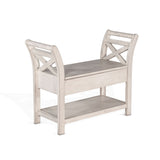 Bayside - Accent Bench With Storage, Wood Seat - Marble White