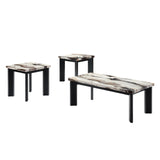 Strata - Faux Marble 3 Piece Occasional Set (1 Coffee & 2 End Tables) - Black / White
