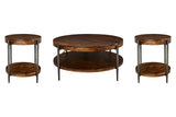 Bengal - 41" Round Cocktail Table With 2 End Tables - Hickory Brown