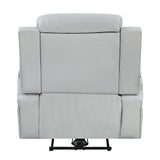 Elonzo - Power Motion Recliner With LED, Power Headrest & Speaker - Light Gray