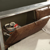 Brancaster - Cama Queen - Piel de grano superior y aluminio marrón retro