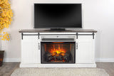 78" Barn Door Media Console With Electric Fireplace