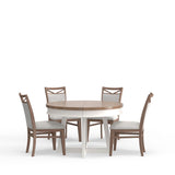 Americana Modern Dining - 48" Round Extendable Dining Table And 4 Upholstered Chairs - Light Brown
