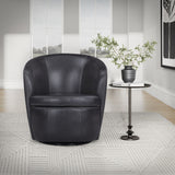 Barolo - 100% Italian Leather Swivel Club Chair (Set of 2)