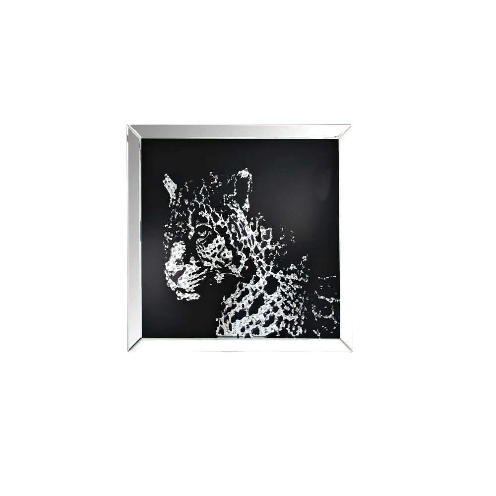 Nevina - Arte de pared - Leopardo de cristal de imitación y espejo