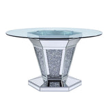 Noralie - Mesa de comedor - Espejo, Falso Diamante y Vidrio Transparente