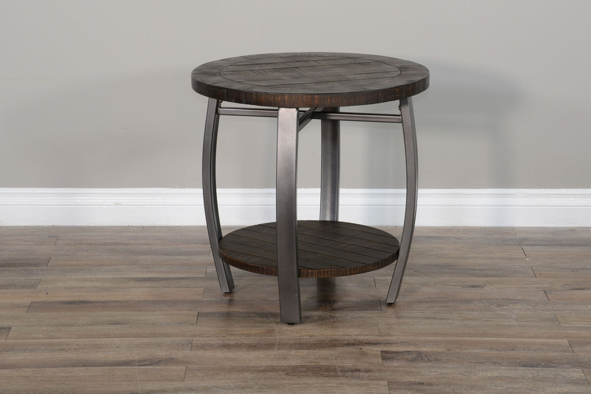 Homestead - Mahogany Wood & Metal End Table - Tobacco Leaf