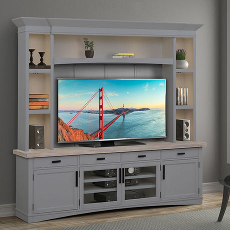 Americana Modern - TV Console with Hutch, Backpanel and LED Lights alternate view 11