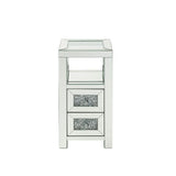 Noralie - Mesa auxiliar - Vidrio transparente, espejado y diamantes de imitación - 24"